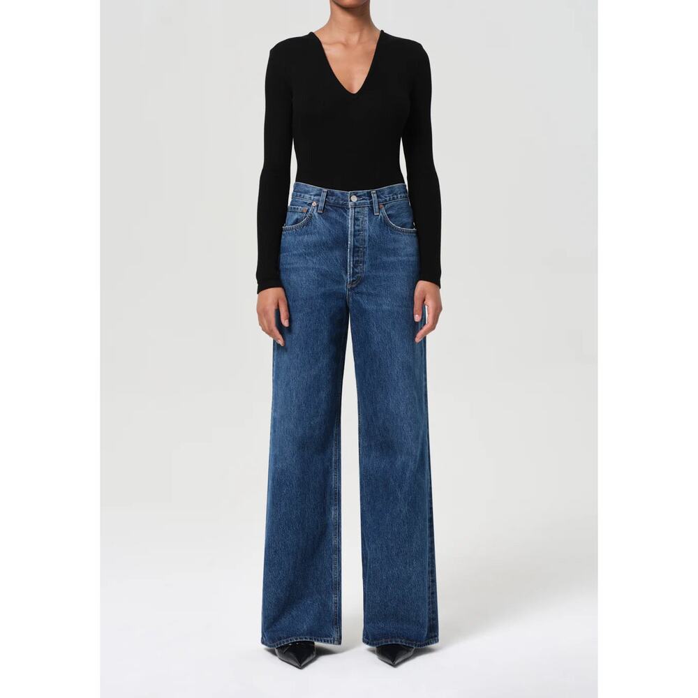 AGOLDE Dame High Rise Wide Leg Size 26 Blue Jeans No Cuff Enamour